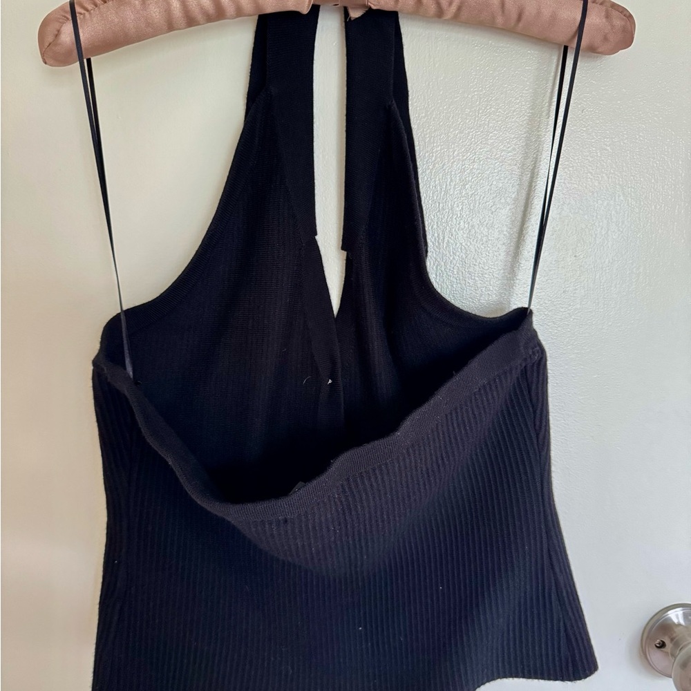 Express Black Ribbed Halter Top - Picture 4 of 7
